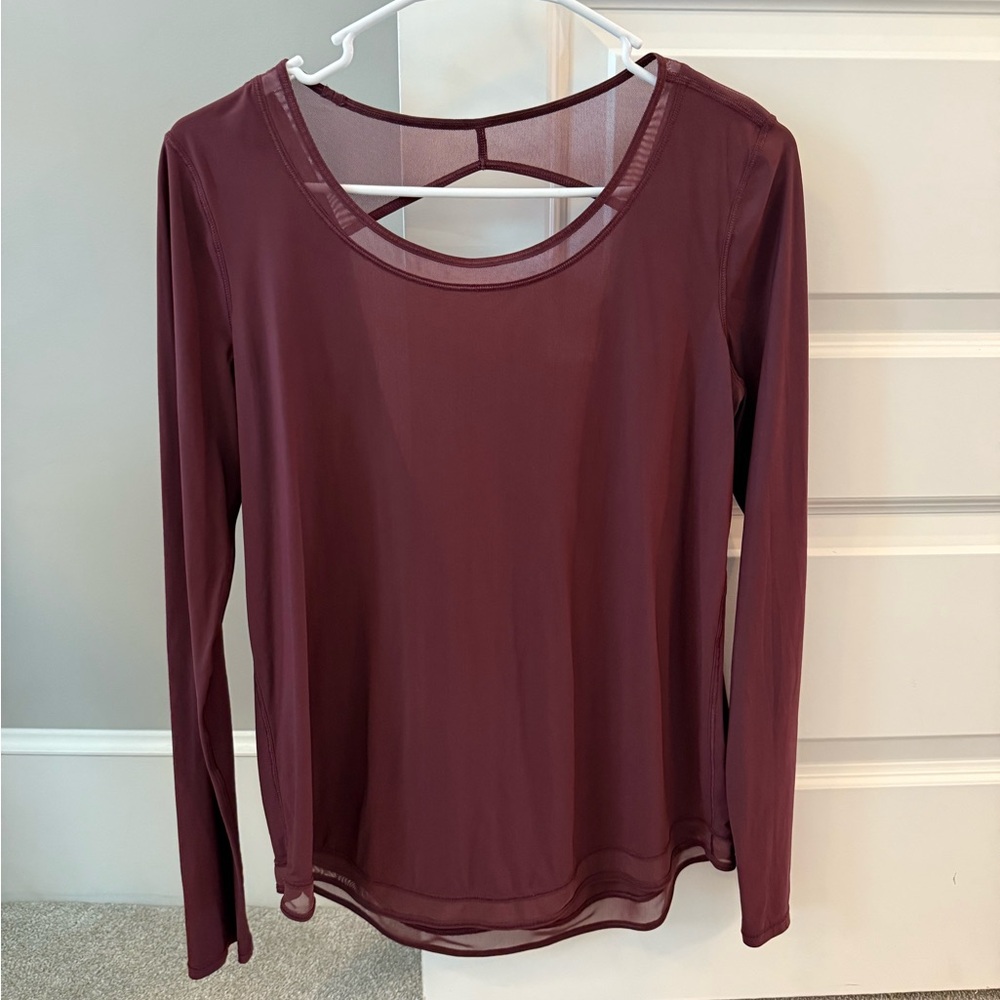LuluLemon Burgundy Long Sleeve Top with Back Cutout